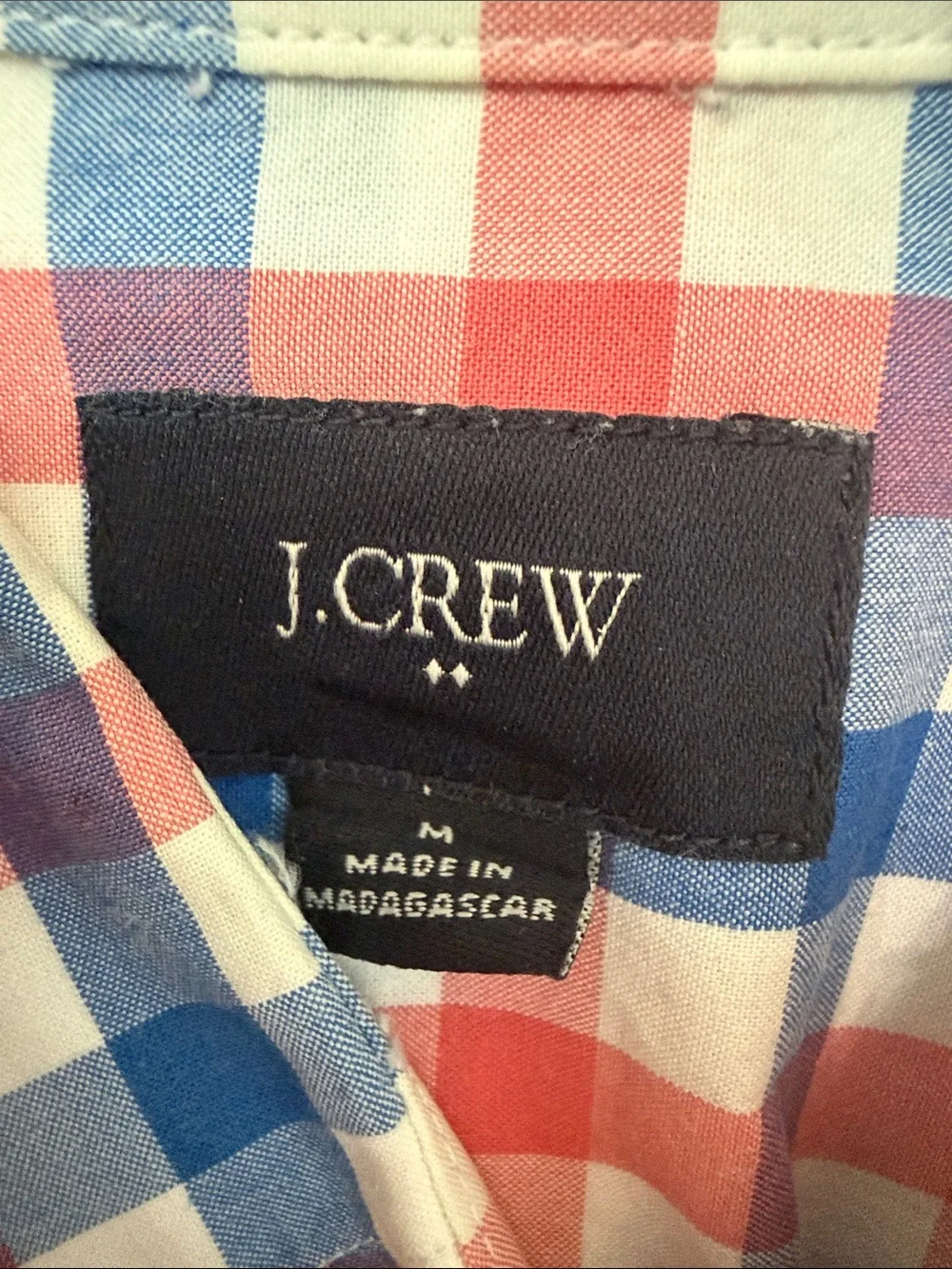 J. Crew Men’s Red, Blue & White Gingham Dress Shirt